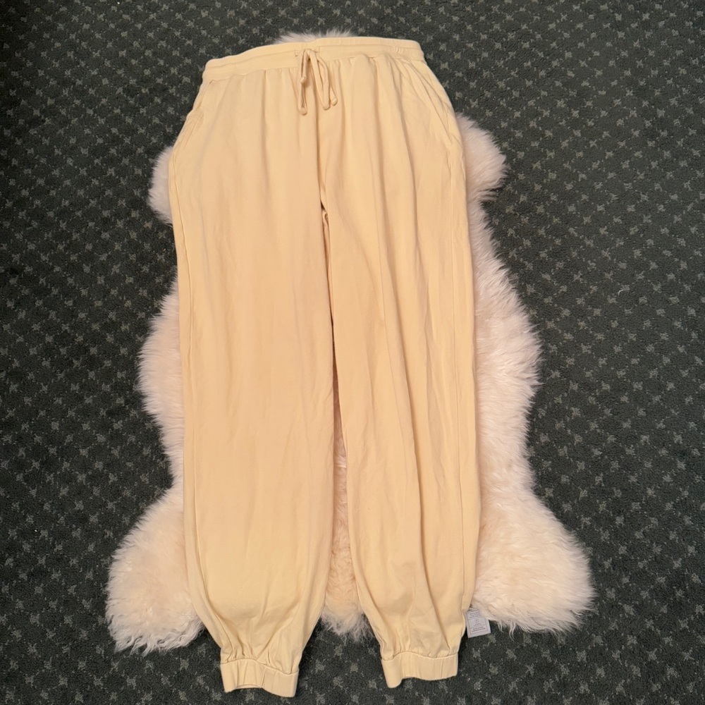 Eileen Fisher Butter Yellow Cotton Jogger Sweatpants